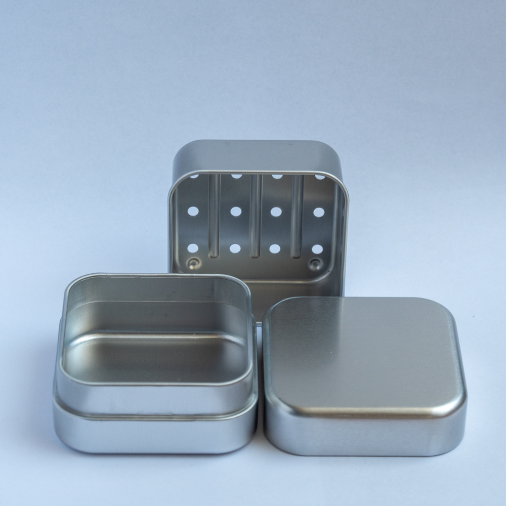 Aluminium zeepdoosje met afdruiprekje